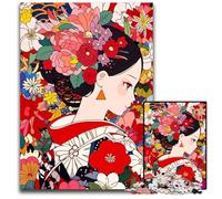 Anime Girl Kimono Flowers Jigsaw Puzzles for Adults 1000 Piece Difficult Puzzles for Adults Family Game Night Fun DIY Decorative Artwork 1000 PCS(75x50cm)