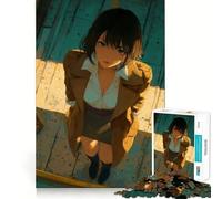 Anime Girl Looking Upward Jigsaw Puzzles 1000 Pieces Focus Boost Fun Laser Cut for Flawless Fit Bonding Activity for Loved Ones (38x26cm)