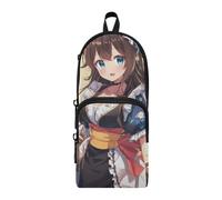 Anime Girl Maid Cute Nylon 3 Compartments Pencil Bag School Supplies Multi-purpose and aesthetic Big Pencil Case With Zipper School Stationery for Middle School