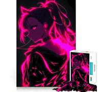 Anime Girl Neon Glow Jigsaw Puzzle 1000 Pieces Cognitive Fun Play High Precision Die Cut Unique Gift for Stress Relief (38x26cm)