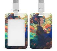 Anime Girl Peacock Badge Holders Name Tag Holders ID Card Holders Vertical Card Protector 6.8x11cm