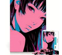 Anime Girl Portrait Jigsaw for Teenagers 1000 Pieces Mental Improve Play Uniform Size Precise Pieces Family Fun Night Activity (38x52cm)