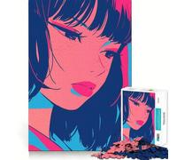 Anime Girl Portrait Jigsaw Puzzle 1000 Think Boost Game Tight Lock No Loose Pieces Interactive Brain Challenge for Home (50x75cm)
