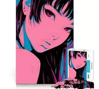 Anime Girl Portrait Jigsaw Puzzles 1000 Mental Focus Game No Gap Tight Fitting Design Interactive Brain Challenge for Home (38x26cm)