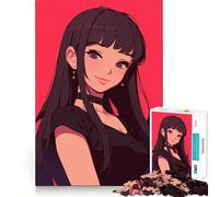 Anime Girl Portrait Jigsaw Puzzles 1000 Piece for Adults Recall Fun Play Firm Fit Secure Assembly Family Fun Night Activity (50x75cm)