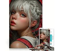Anime Girl Portrait with Braids And Ribbons 1000-piece Jigsaw Puzzles Brain Training Fun Tight Interlock No Gaps Bonding Activity for Loved Ones (38x26cm)