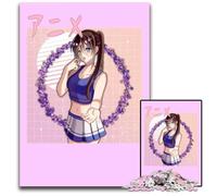 Anime Girl Retro Vaporwave JigsawPuzzle 1000 Pieces for Adults Paper Jigsaw Home Decor Brain Teaser Game for Teenagers & Family Interaction 1000 PCS(38x26cm)