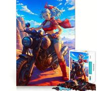Anime Girl Ride Motorcycle Adults Puzzles 1000 Piece Jigsaws Recall Skill Fun High Precision Die Cut Easy to Learn Family Enjoyment (50x75cm)