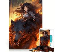 Anime Girl Riding A Wolf Jigsaw 1000 Pieces for Teenagers Memory Train Fun Clean Seamless Connection Relaxing Indoor Group Activity (50x75cm)