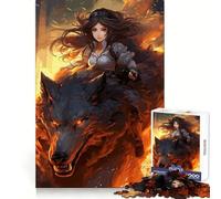 Anime Girl Riding A Wolf Jigsaw Puzzle 1000 Piece for Adults Intellectual Fun Relaxing Pastime Sharp Cut (38x26cm)