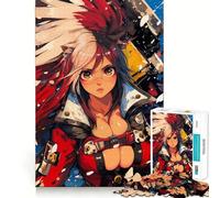 Anime Girl Ronin with Red And White Hair 1000-piece Jigsaw Puzzles Brain Training Fun Tight Interlock No Gaps Bonding Activity for Loved Ones (38x26cm)