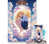 Anime Girl Sleeping in A Jar Adults 1000 Pieces Puzzle Mental Fun Game Advanced Laser Cutting Tech Amusing Challenge for Waiting Time (50x75cm)