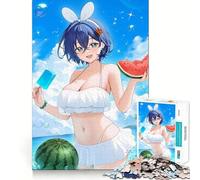 Anime Girl Summer Beach Jigsaw 1000 Pieces for Teenagers Memory Train Fun Clean Seamless Connection Relaxing Indoor Group Activity (50x75cm)