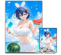 Anime Girl Summer Beach Jigsaws 1000 Pieces for Adults Impossible Jigsaw Puzzles for Adults for Parents Lovers Friends Age 14 1000 PCS(75x50cm)