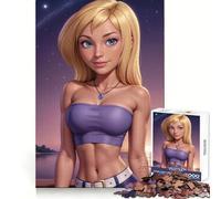 Anime Girl Sunset Portrait Adult Jigsaw Puzzles 1000 Pieces Cognitive Workout Unwind Easily No Rough Edges Holiday Present (38x26cm)