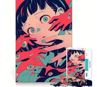 Anime Girl Surrounded by Eyed Hands Jigsaw Puzzles 1000 Recall Fun Play Burr Free Clean Cut Pieces Portable Travel Friendly Fun Game (38x52cm)