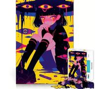 Anime Girl Surrounded by Eyes 1000 Piece Jigsaws for Adults Brain Recall Game Tight Interlock No Gaps Calming Mental Break Activity (50x75cm)