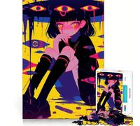 Anime Girl Surrounded by Eyes Adults 1000 Pieces Puzzle Mental Fun Game Advanced Laser Cutting Tech Amusing Challenge for Waiting Time (38x26cm)