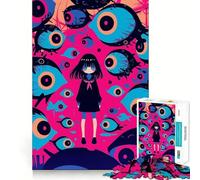 Anime Girl Surrounded by Eyes Jigsaw for Teenagers1000 Pieces Mind Boost Game Firm Fit Secure Assembly Bonding Activity for Loved Ones (50x75cm)