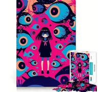 Anime Girl Surrounded by Eyes Jigsaw Puzzle 1000 Piece Creative Skill Toy Clean Cut Sturdy Components Travel-friendly Brain Game Gift (38x26cm)