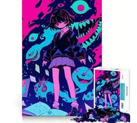 Anime Girl Surrounded by Monsters Jigsaw Puzzles for Adults 1000 Think Boost Game Precise Interlock Structure Easy to Learn Family Enjoyment (38x26cm)
