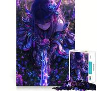 Anime Girl Sword Flower Field Jigsaw for Teenagers1000 Pieces Mind Boost Game Firm Fit Secure Assembly Bonding Activity for Loved Ones (50x75cm)