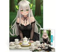 Anime Girl Tea Party 1000-piece Jigsaw Puzzles Brain Training Fun Tight Interlock No Gaps Bonding Activity for Loved Ones (38x26cm)