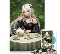 Anime Girl Tea Party 1000 Piece Jigsaw Puzzles Mind Challenge Toy High Precision Die Cut Amusing Challenge for Waiting Time (50x75cm)