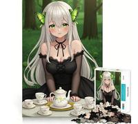 Anime Girl Tea Party 1000 Piece Jigsaws for Adults Brain Recall Game Tight Interlock No Gaps Calming Mental Break Activity (50x75cm)