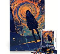 Anime Girl Under Swirling Sky Jigsaw Puzzles 1000 Pieces Cognitive Skill Gentle Pastime Solid Lock Unique Xmas Gift (38x52cm)