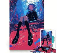 Anime Girl Underwater 1000-piece Puzzle for Teenagers Mind Skill Fun Uniform Size Precise Pieces Relaxing Indoor Group Activity (38x52cm)