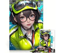 Anime Girl Underwater Jigsaw Puzzles 1000 Mental Focus Game No Gap Tight Fitting Design Interactive Brain Challenge for Home (50x75cm)