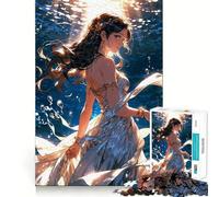 Anime Girl Underwater Jigsaw Puzzles for Adults 1000 Think Boost Game Precise Interlock Structure Easy to Learn Family Enjoyment (50x75cm)
