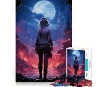 Anime Girl Vampire Hunter Jigsaw for Adults1000 Pieces Brain Focus Game Precision Cut Smooth Edges Amusing Challenge for Waiting Time (50x75cm)