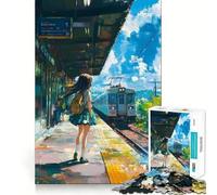 Anime Girl Waiting at Train Station 1000 Piece Puzzle For Adults Mind Skill Play Laser Cut for Flawless Fit Rewarding Activity for Rainy Days (50x75cm)