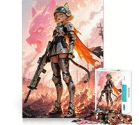 Anime Girl Warrior in Post-Apocalyptic Setting Jigsaw Puzzles1000 Pieces Recall Skill Fun Professional Grade Cutting Thoughtful Gift for Mind Activity (38x52cm)