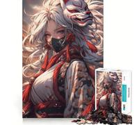 Anime Girl Warrior Jigsaw Puzzles 1000 Mental Focus Game No Gap Tight Fitting Design Interactive Brain Challenge for Home (38x52cm)