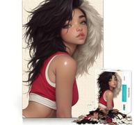 Anime Girl with Black And White Hair Jigsaw Puzzles 1000 Mental Focus Game Precision Cut Smooth Edges Meaningful Connection Building Game (38x52cm)