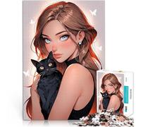 Anime Girl with Black CatJigsaw Puzzles 2000 Pieces for teenagers family fun games is ideal as a gift for the whole family 70x100cm