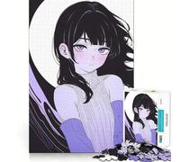 Anime Girl with Black Hair Jigsaw Puzzle1000 Pieces Mind Train Fun Clean Cut Sturdy Components Captivating Leisure for Cozy Indoors (38x26cm)