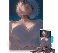 Anime Girl with Blindfold And White Top 1000 Piece Jigsaw Puzzles Mind Challenge Toy High Precision Die Cut Amusing Challenge for Waiting Time (38x26cm)