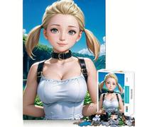 Anime Girl with Blonde Hair Adults 1000 Pieces Puzzle Mental Fun Game Advanced Laser Cutting Tech Amusing Challenge for Waiting Time (38x26cm)
