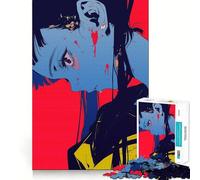 Anime Girl with Blood Splatter Jigsaw Puzzles 1000 Mental Focus Game Precision Cut Smooth Edges Meaningful Connection Building Game (50x75cm)