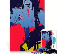 Anime Girl with Blood Splatter Jigsaw Puzzles for Adults 1000 Think Boost Game Precise Interlock Structure Easy to Learn Family Enjoyment (38x52cm)