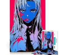 Anime Girl with Blood Splatter Puzzle for Adults 1000 Pieces Memory Play Game Firm Fit Secure Assembly Meaningful Connection Building Game (38x26cm)