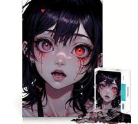 Anime Girl with Blood Tears Jigsaw Puzzles 1000 Pieces Focus Boost Fun Laser Cut for Flawless Fit Bonding Activity for Loved Ones (50x75cm)