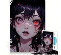 Anime Girl with Blood Tears Jigsaw Puzzles for Adults 1000 Mind Boost Game Uniform Size Precise Pieces Travel-friendly Brain Game Gift (38x26cm)