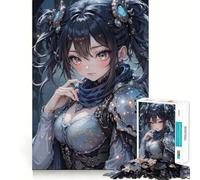 Anime Girl with Blue Eyes Jigsaw for Teenagers1000 Pieces Mind Boost Game Firm Fit Secure Assembly Bonding Activity for Loved Ones (38x52cm)