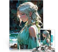 Anime Girl with Blue EyesJigsaw Puzzles for teenagers 1000 Pieces Analysis and logic for is ideal as a gift for the whole family 38x26cm
