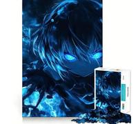Anime Girl with Blue Flames 1000-piece Puzzle for Teenagers Mind Skill Fun Uniform Size Precise Pieces Relaxing Indoor Group Activity (38x26cm)